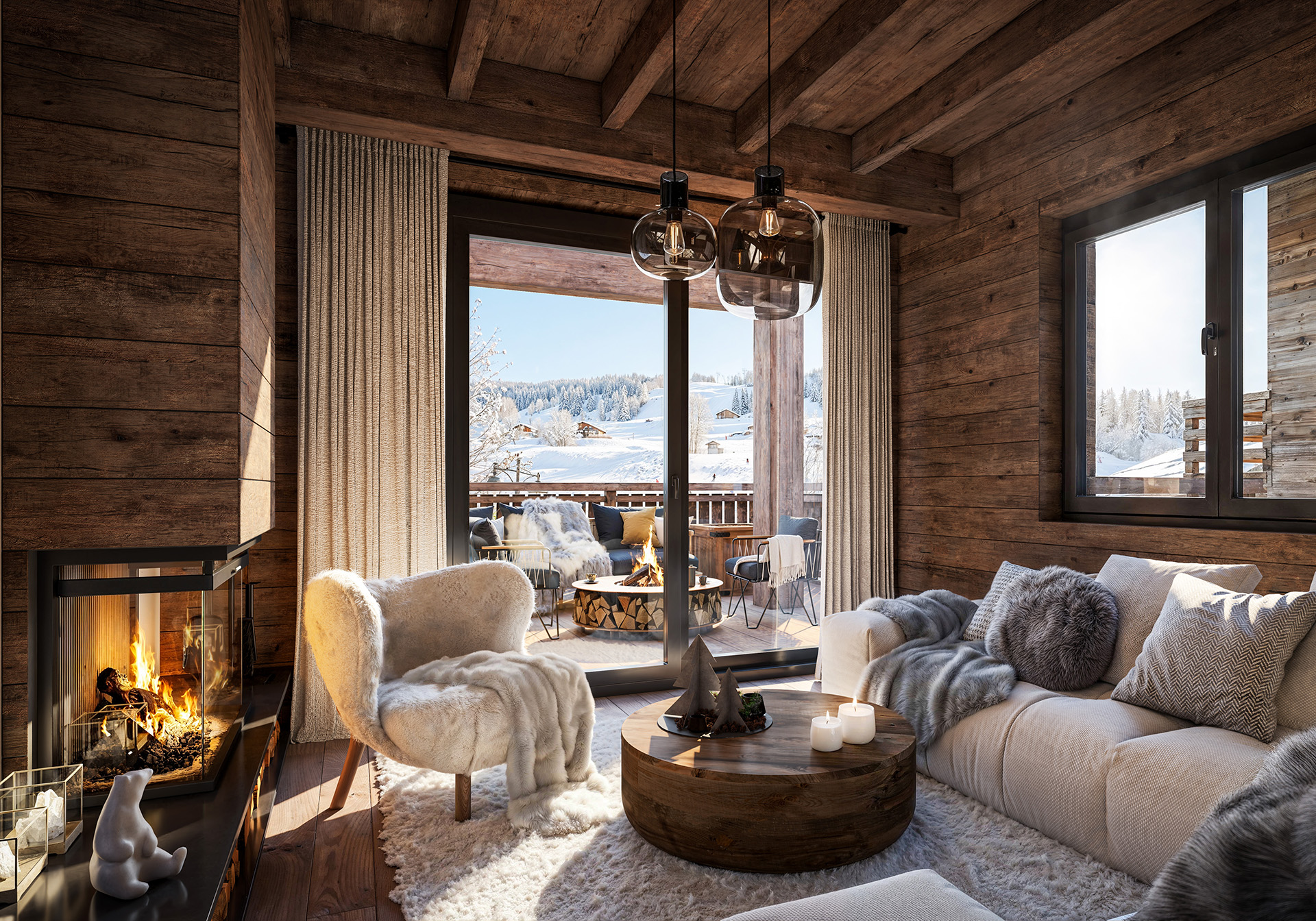 Séjour lumineux appartement T5 — perspective d'artiste